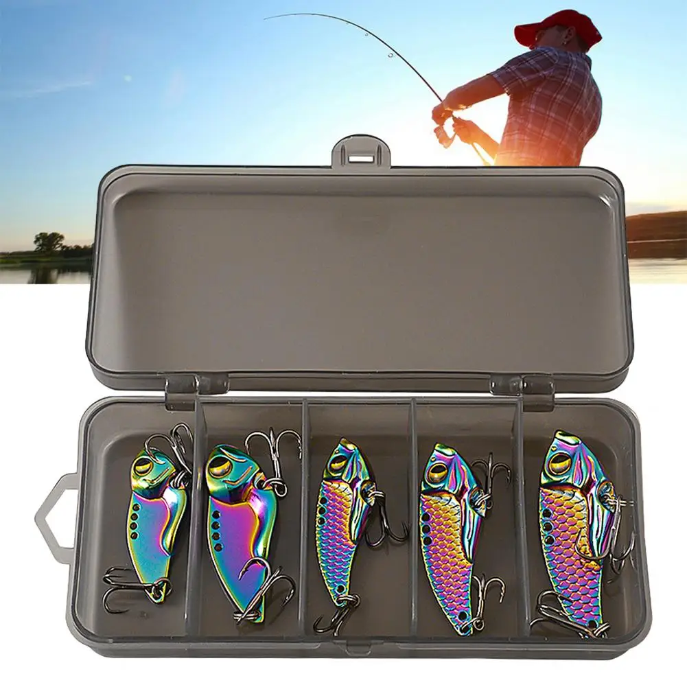 1 Set 7g10g14g Fishing Bait With Box Simulation Design Sharp Hook Sequin Bait Colorful Sequin Lure Fish Accessories For Outdoor