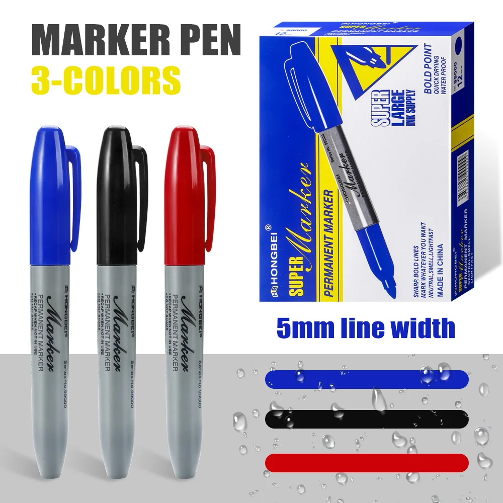 

3/5/10 Pcs Permanent Markers Large Capacity Ink for Classroom Office Carpenter's Mark Durable Long-Lasting Office Supplies