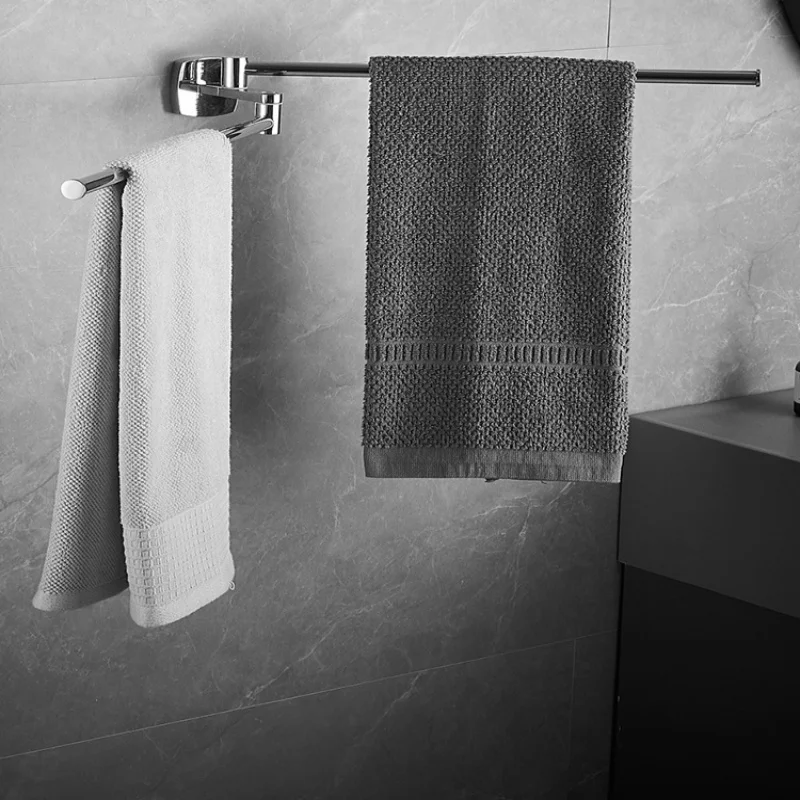 

Grey Fodable Bathroom Towel Holder Chrome Towel Bar Towel Rod Wall-Mounted Towel Hanger SUS304 Towel Rack Bathroom Towel Rac