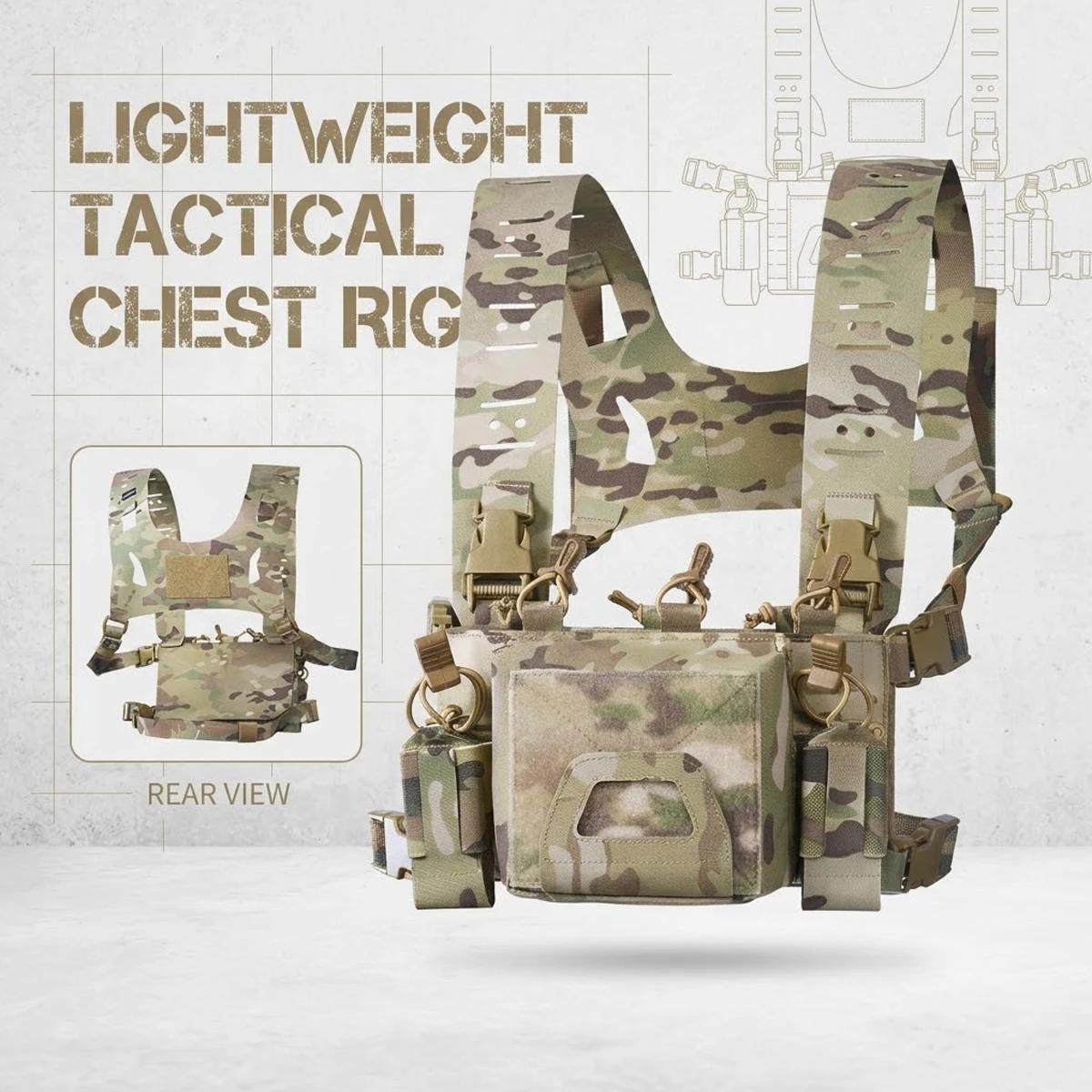

Covert Tactical Chest Rig Lightweight Concealed Vest Hidden Carry Under Jacket Compact EDC Harness Outdoor Airsoft Hunting Gear