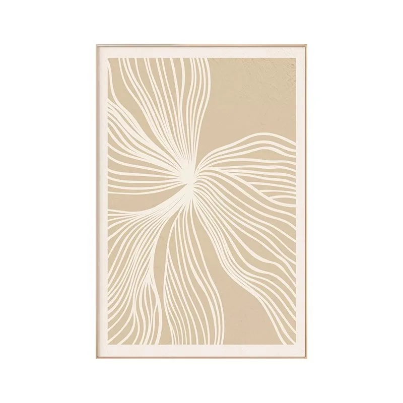 Cream wind large living room decorative painting abstract lines high-end mural Nordic sofa background wall hanging painting