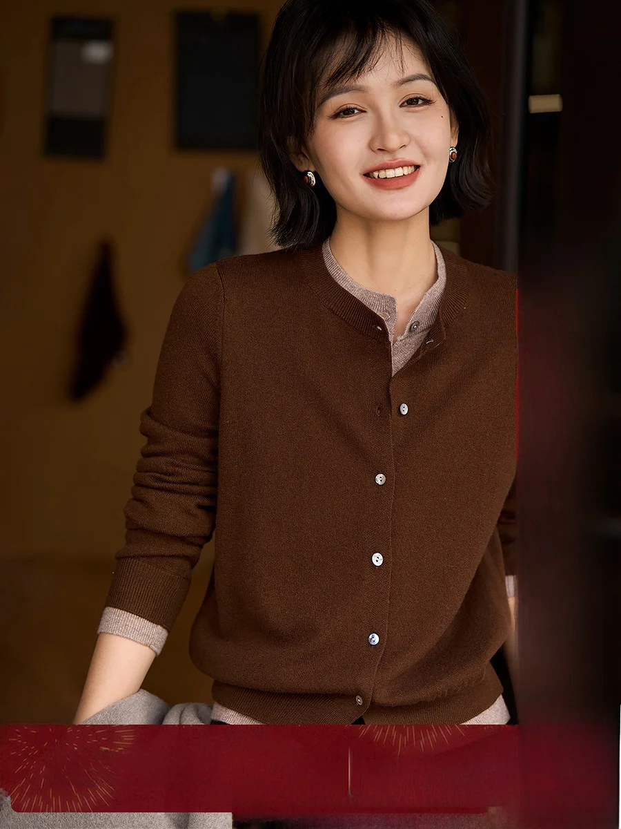 

Вязаный свитер Xhange Basic из шерсти STOLL, комфортный повседневный, с V-образным вырезом, длинными рукавами, женская вязаная одежда, осенняя новинка