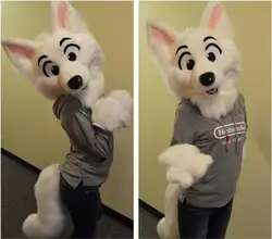 ChristmasHusky Fursuit Head Tail Gloves Suit Mascot Costume Plush Adult Size Cartoon Fancy Dress Costume For Halloween Party Eve