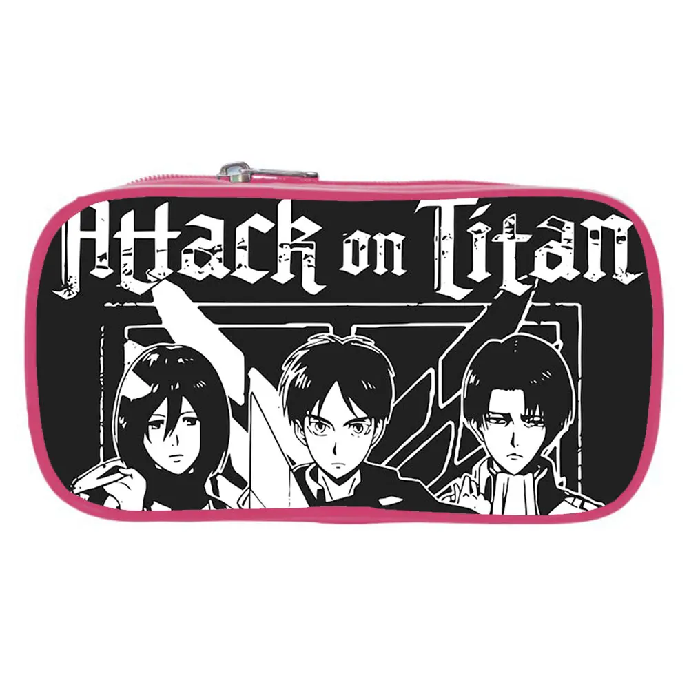 Japanese Anime Attack On Titan Pencil Case Cosplay Cartoon Cosmetic Bag Student Stationery Pouch Bags