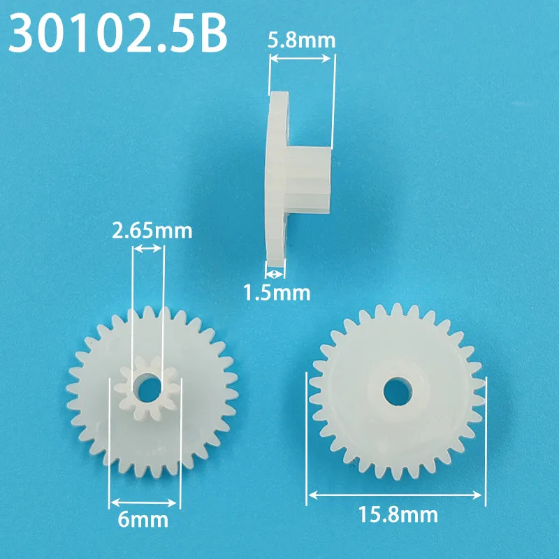 30102.5B 0.5M Plastic POM Gear Diameter 16mm 30 Teeth 10 Teeth Double Layer Gears 2.5mm Hole DIY Toy Parts Accessories 30+10T