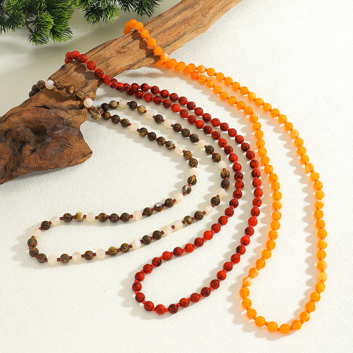 ZAA 3 Layer Beaded Neckalce For Women Bohemia Handmade Stone Beaded Charm Jewelry Banquet Party Decoration Accessories Gift