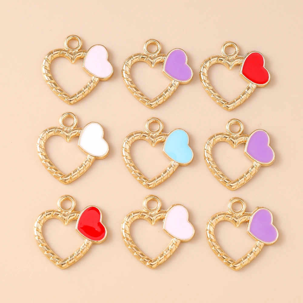 

Leslie 10pcs/lot 17*18mm 5 Colors Gold Color Hollow Love Hearts Charms for Earring Necklace Fashion Jewelry Making Accessories