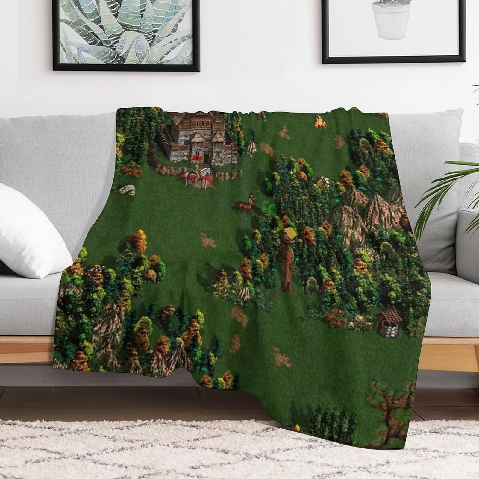 Heroes of Might and Magic III Upscaled screenshot Throw Blanket manga christmas gifts Blankets