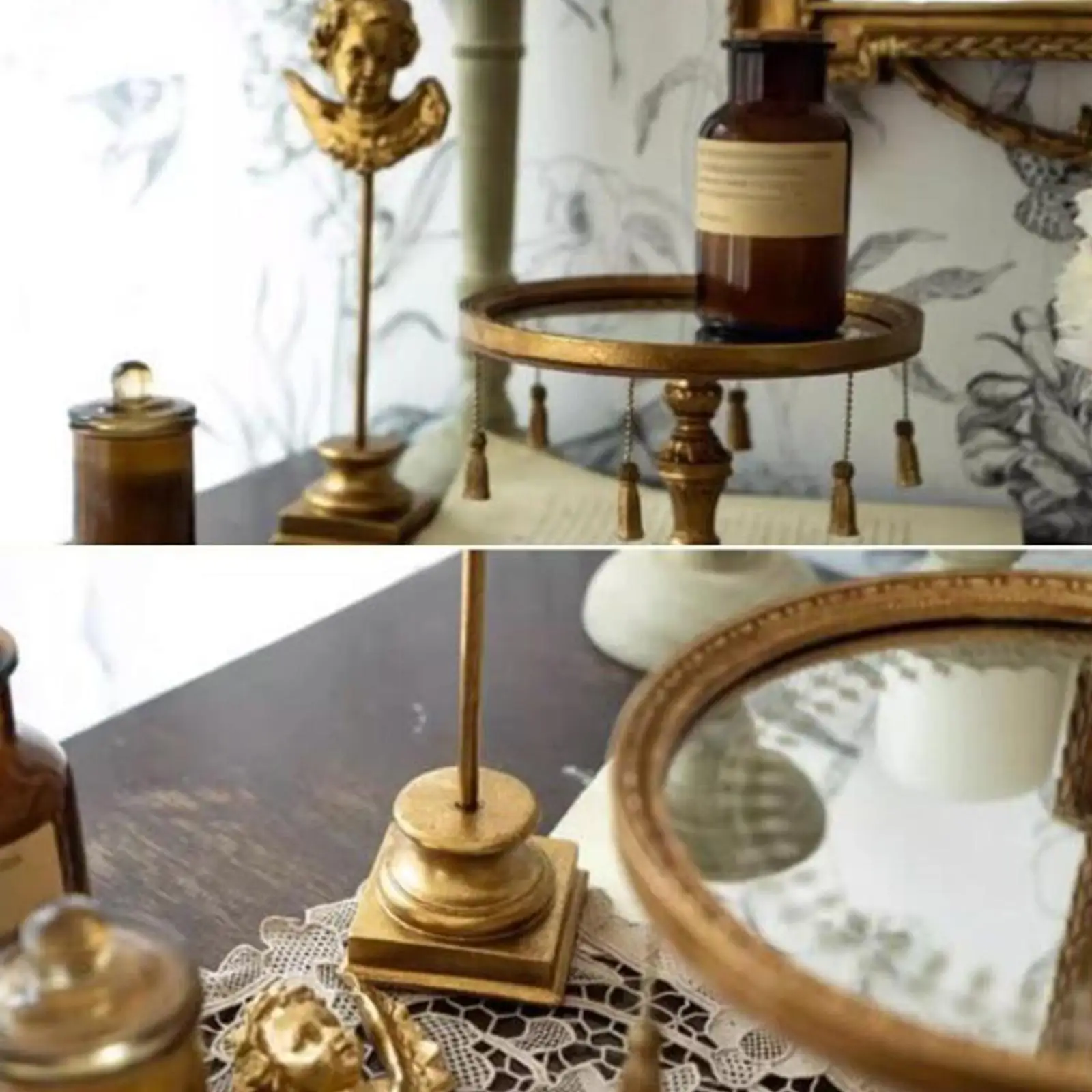 Decorative Mirror Tray Decorative Tray Antique Style Centrepiece Mirrored for Perfume Toiletries Tabletop Cosmetic Bedroom