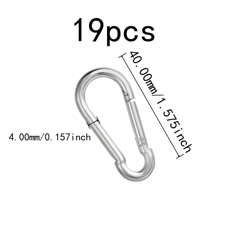 19 pcs M4 Spring Snap Hooks, Spring Loaded Gate, suitable for Daily Carry Accessories, Compact Portable Size
