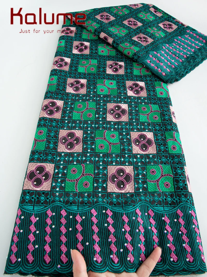 

Kalume Latest Embroidered Cotton Africa Lace Fabric 2025 High Quality Nigeria Swiss Voile Lace In Switzerland For Wedding F4516