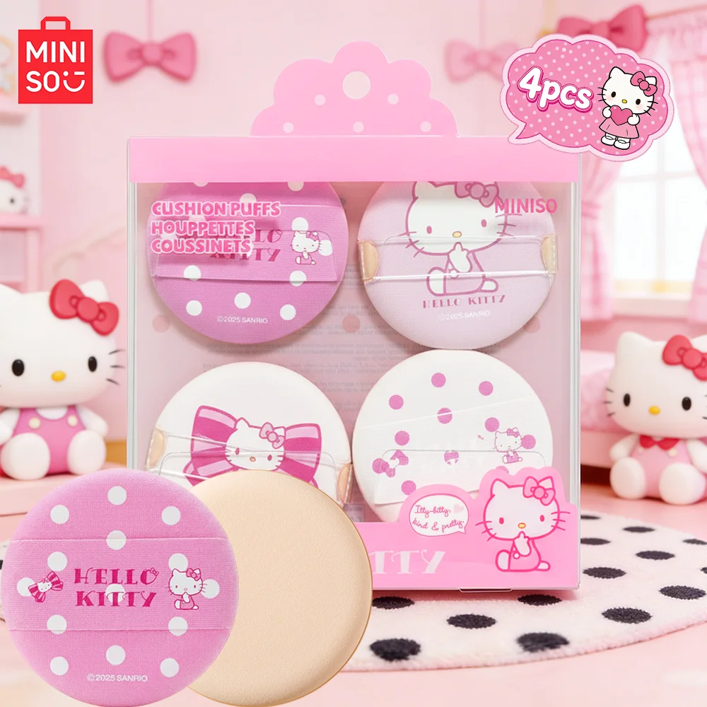 MINISO HelloKitty bouffée cosmétique en coton éponge Super douce coussin d'air bouffées de poudre fond de teint correcteur outils de maquillage sec et humide