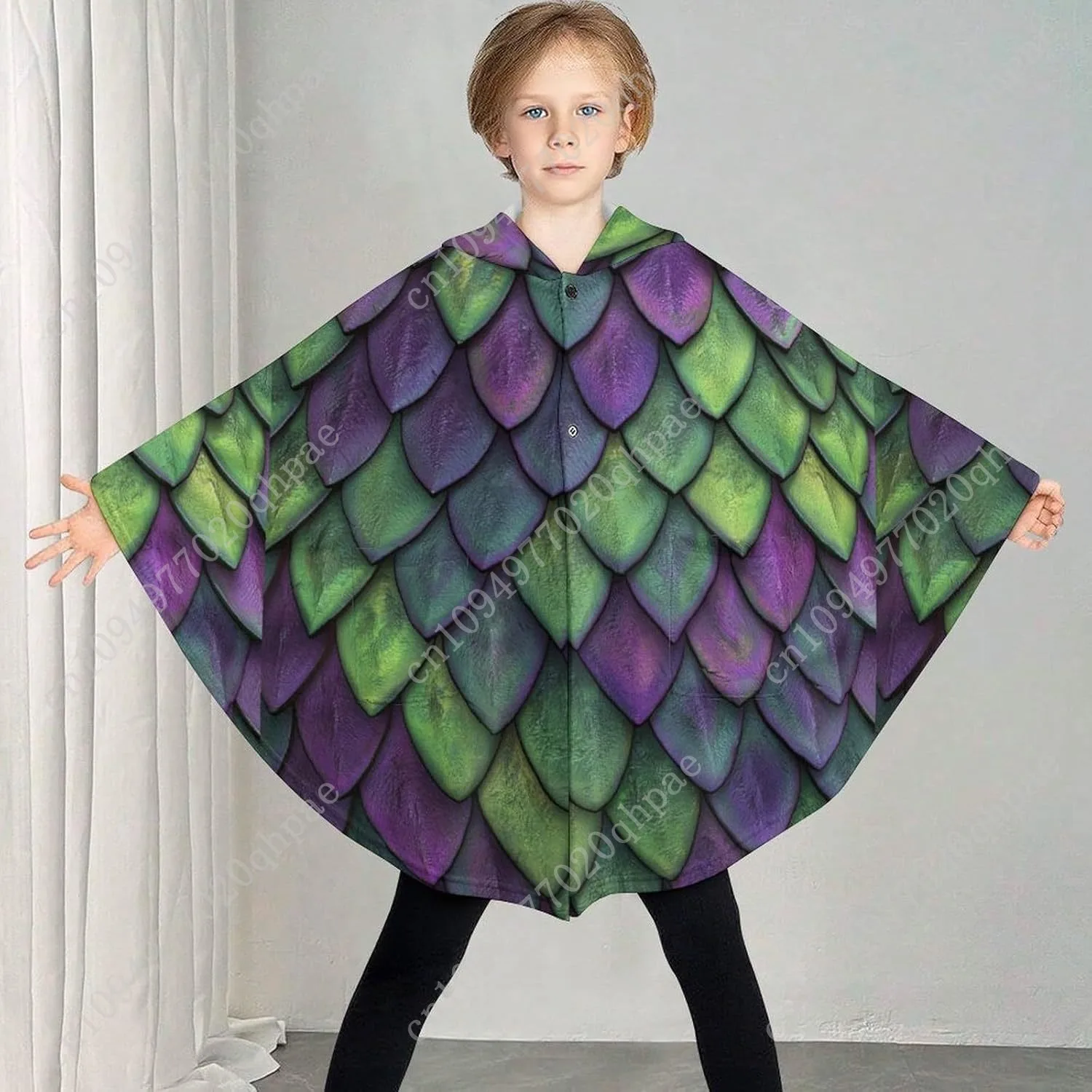 Pull couverture en flanelle confortable, sweat à capuche surdimensionné violet Dragon Scales avec poches pour enfants et adolescents