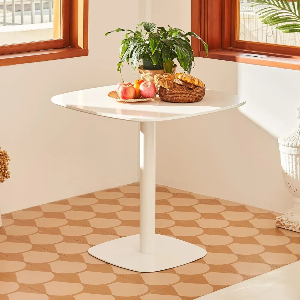 Mesa de jantar quadrada moderna para 2 e 4 pessoas, mesa de jantar pequena com pedestal de 32 polegadas, estilo meados do século com capacidade de 220 lb