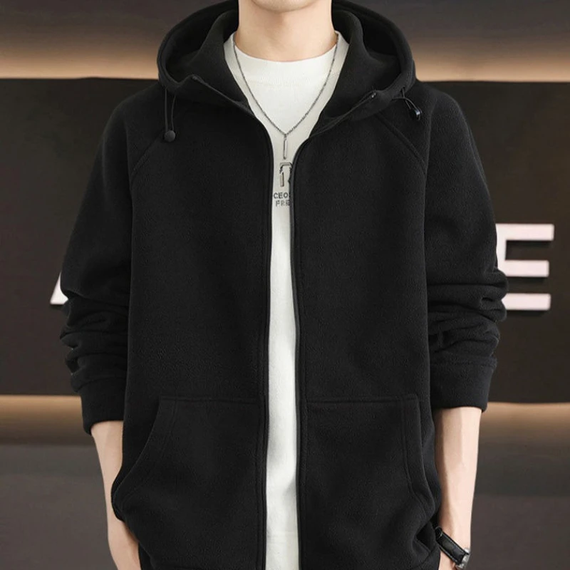 

​Men's Fleece Lined Hooded Jacket Winter Coat Thickened Zip Up Hoodie Casual Oversized Teen Boys Sweatshirt​