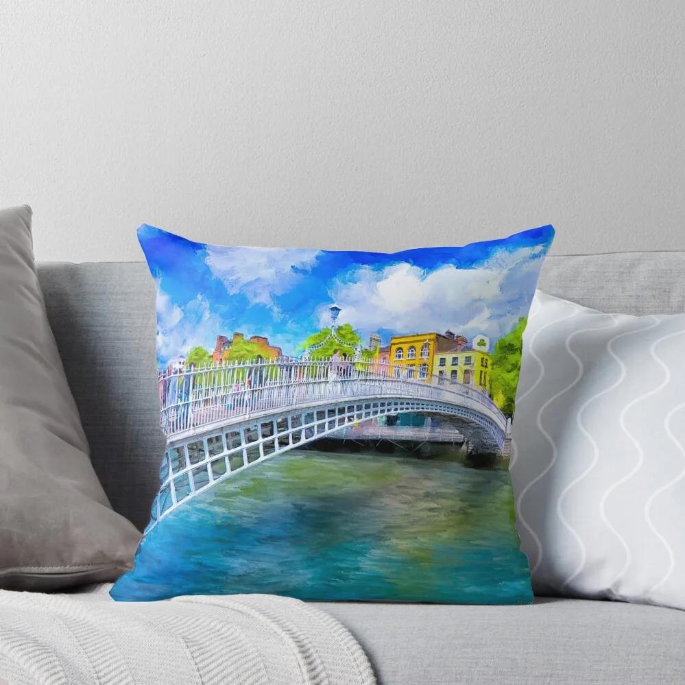 

The Ha'Penny Bridge - Historic Dublin Ireland Landmark Throw Pillow Christmas Covers For Cushions home decor items pillow