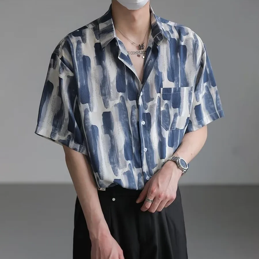 

Летняя мужская повседневная клетчатая текстура большого размера 300, свободная посадка ort Sve, верхняя одежда Sli с цветочным принтом