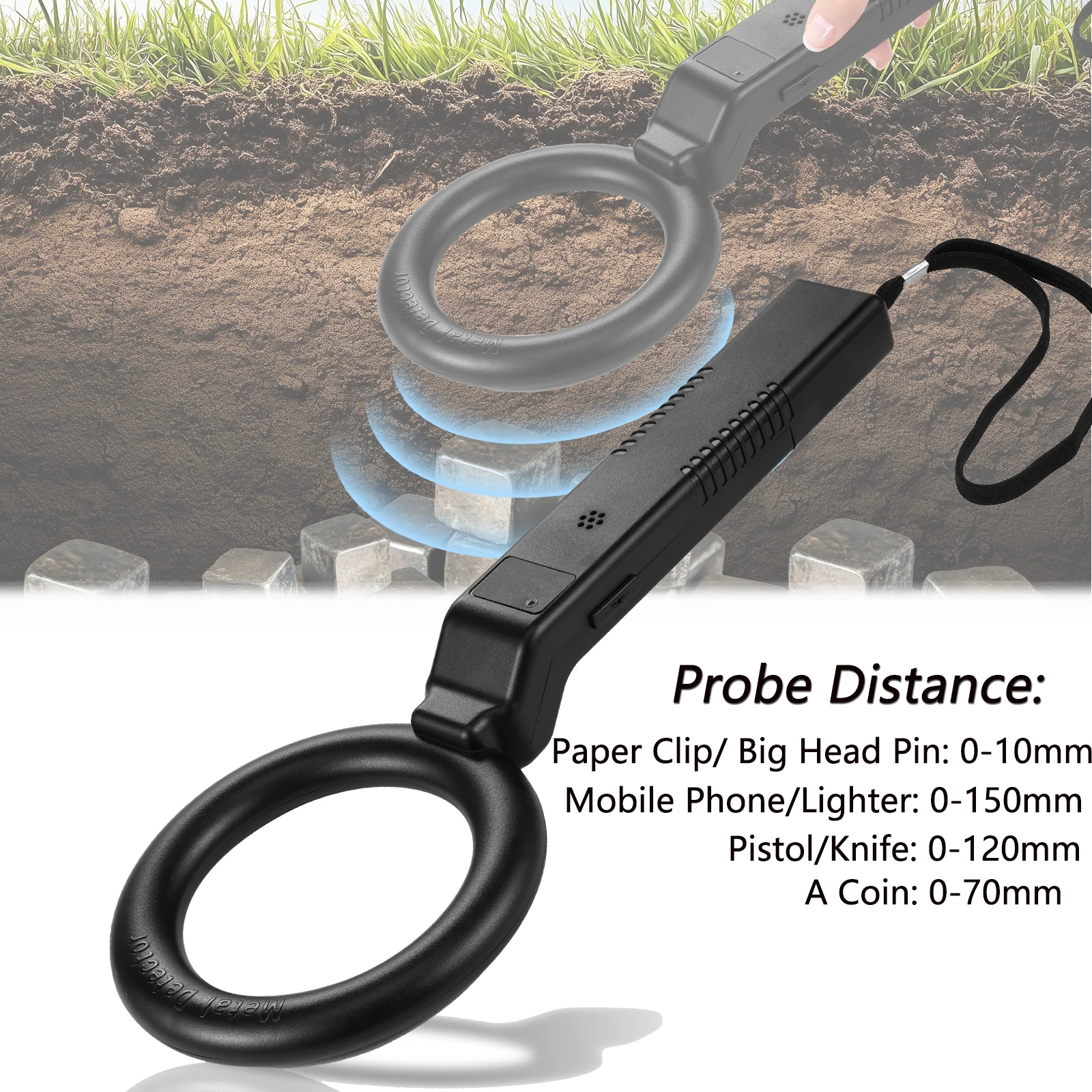 

Metal Detector High Sensitivity Metal Finder Waterproof Metal Sensing Device with Audible and Vibration Handheld Treasure Finder