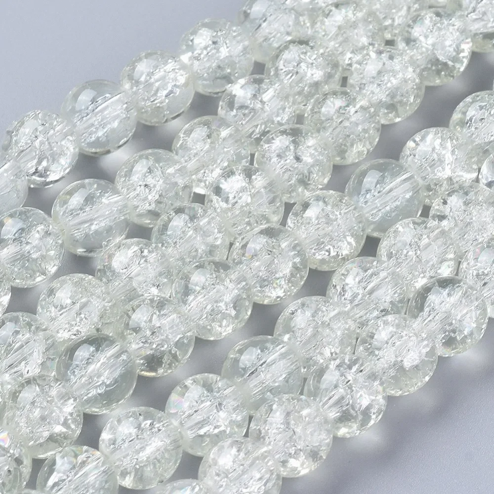 1Strand 8MM Clear Crackle Glass Round Beads Strands for DIY Jewelry 8mm Hole: 1.3~1.6mm 31.4 inch