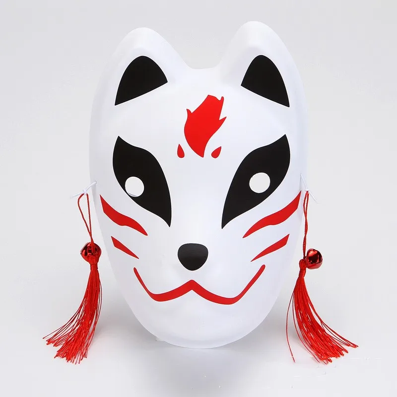 Fox Mask Japanese Cosplay Half Face Mask Kabuki Kitsune Masquerade Anime Cosplay Cat Mask Rave Adult Children Funny Party Props