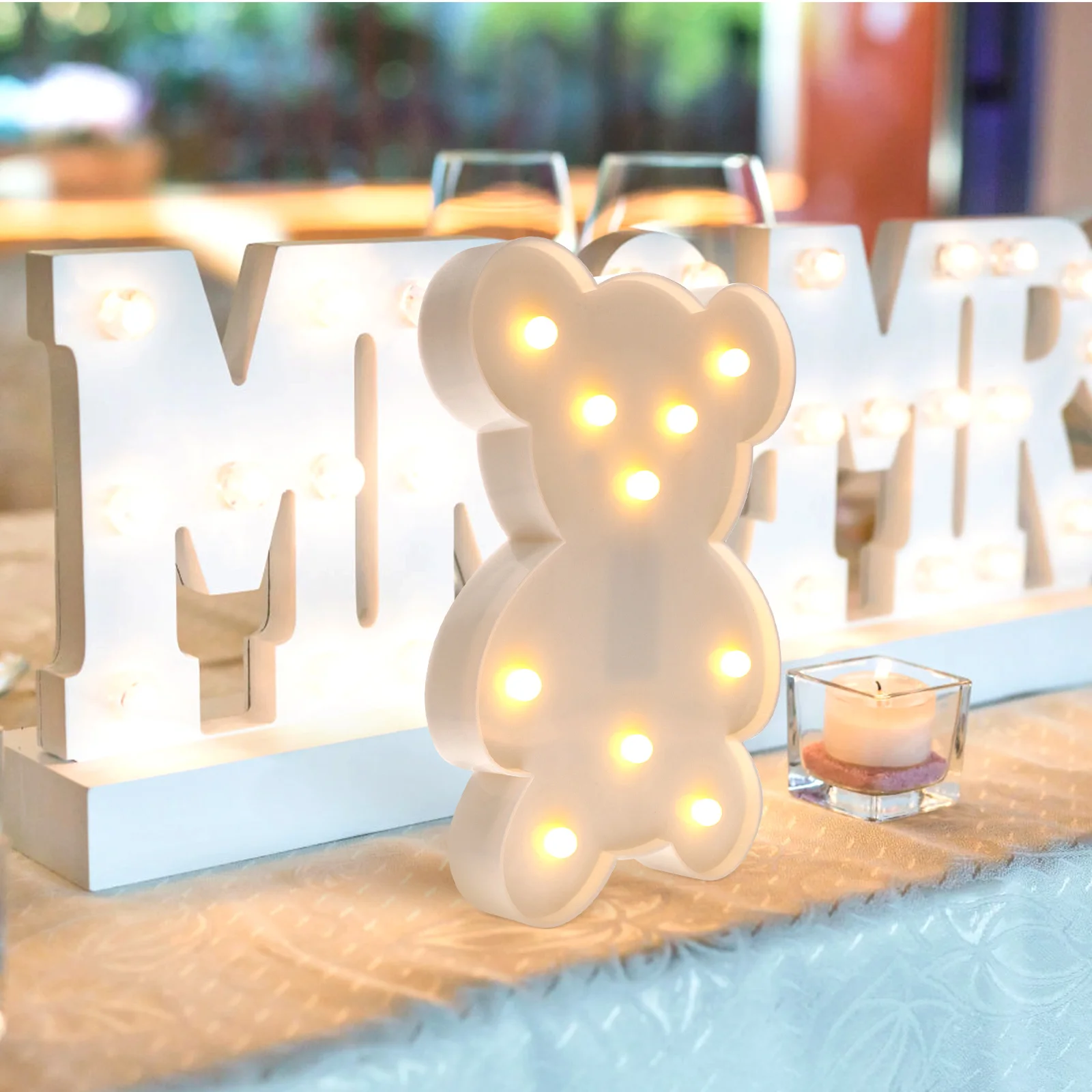 

PVC Bear Shaped Night Light Lamp Bedroom Decoration Kids LED Portable Baby Room Warm Atmosphere Creative Design Gentle