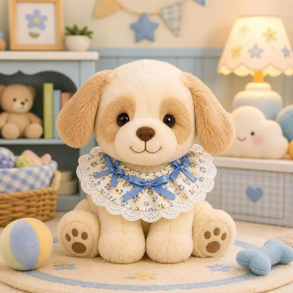 Floral Pattern Decorative Doll Bib Dress-Up Accessory Checkered Pattern Pet Bib Decorative Style Cloth Neckwear Toy Accessories