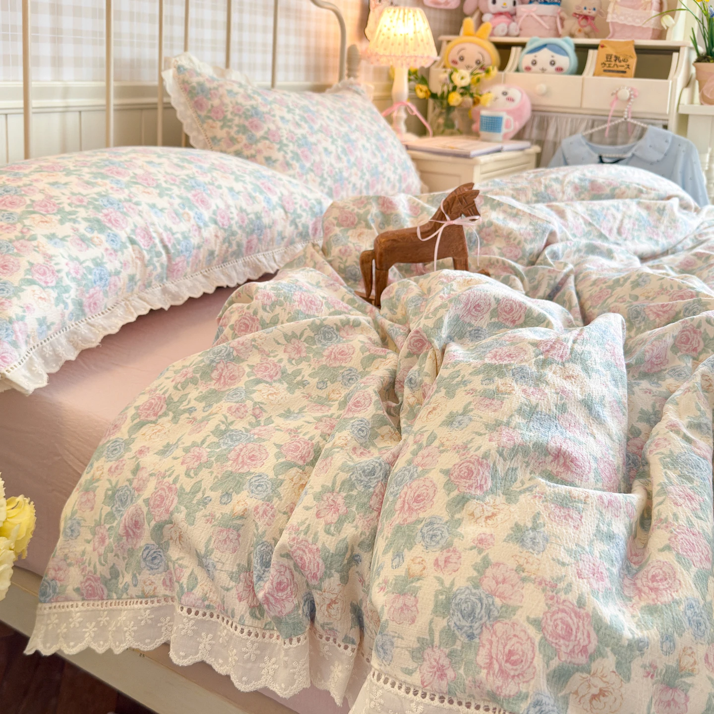 Bettwäsche-Set mit Blumenmuster, Prinzessin, Bettbezug, Bettwäsche-Set Zm бе Sosyal Set, Raumdekoration, Geburtstagsgeschenk, Schlafzimmer – Detail 11