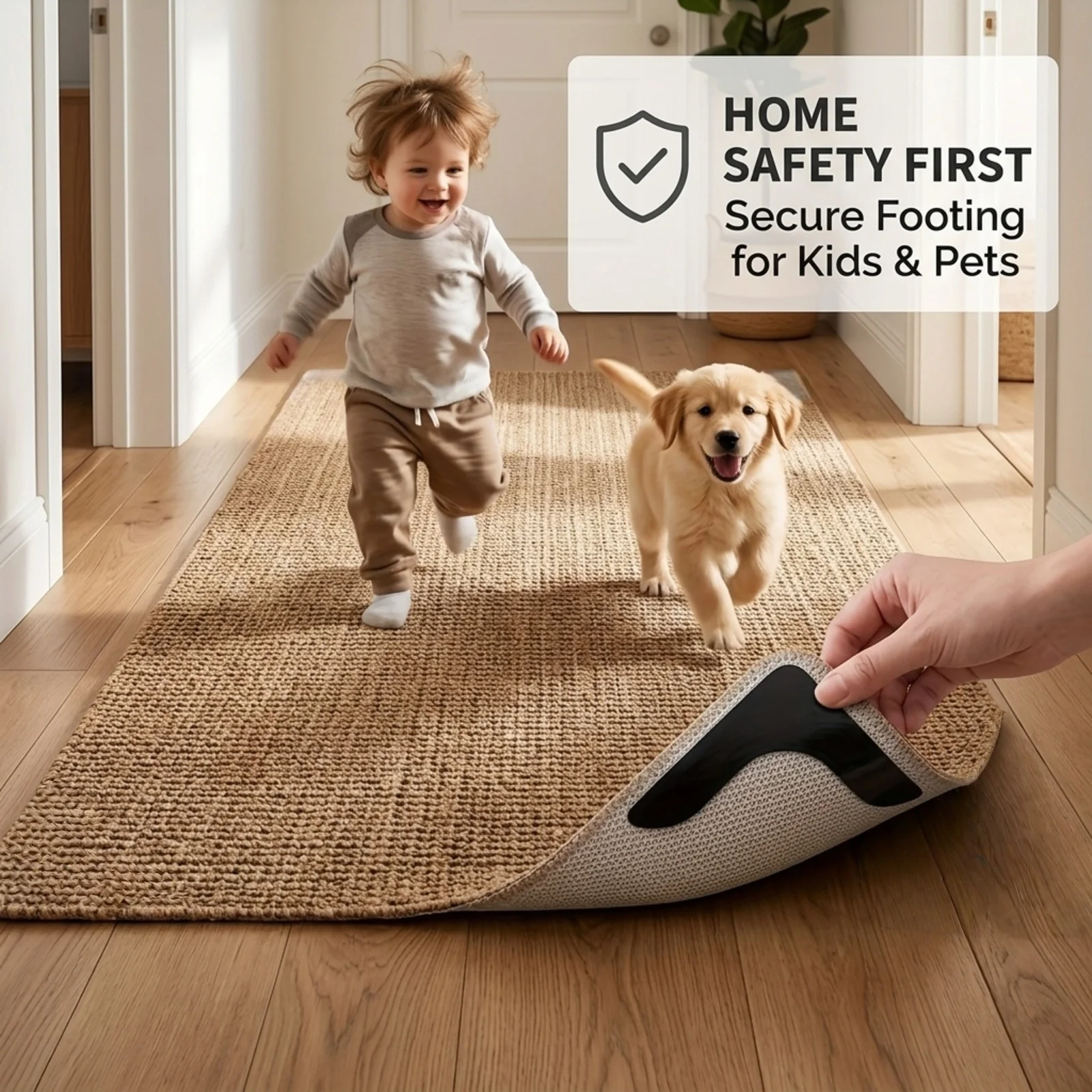 Reusable Washable Anti Slip Rug Stickers Anti Curling Carpet Tape Corner Rug Grippers Non Slip Floor Protector For Area Rug Hard