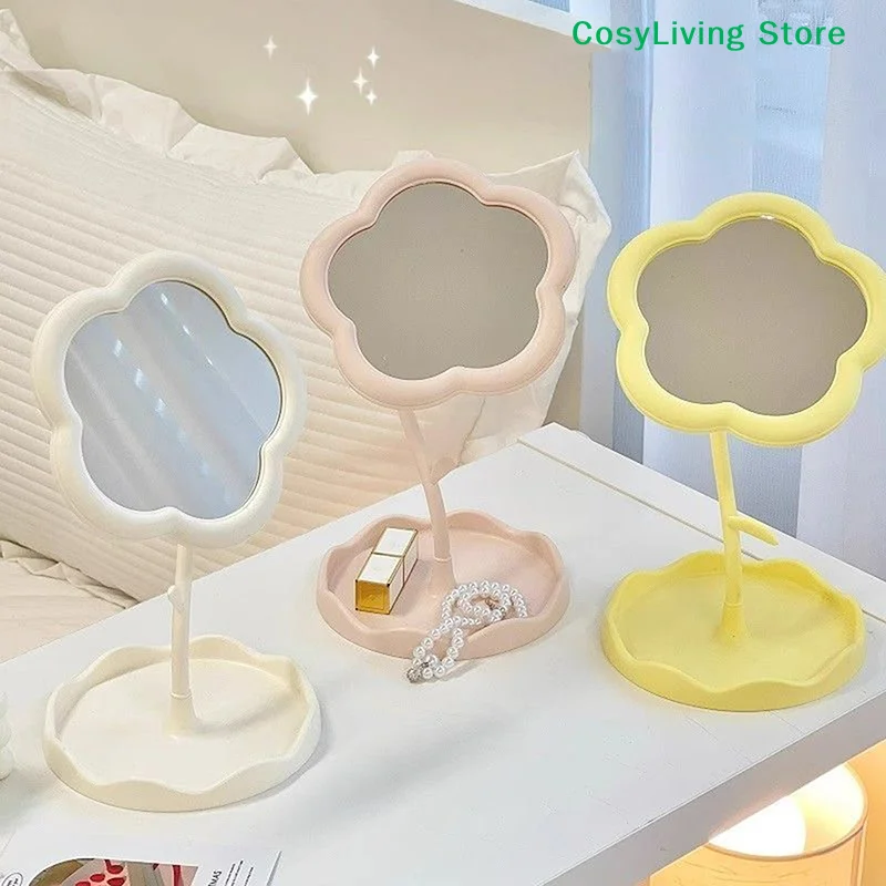 Sunflower Shaped Desktop Dressing Mirror Mirror Home Decor Rotatable Detachable Hanging Jewelry High-definition Makeup Mirror