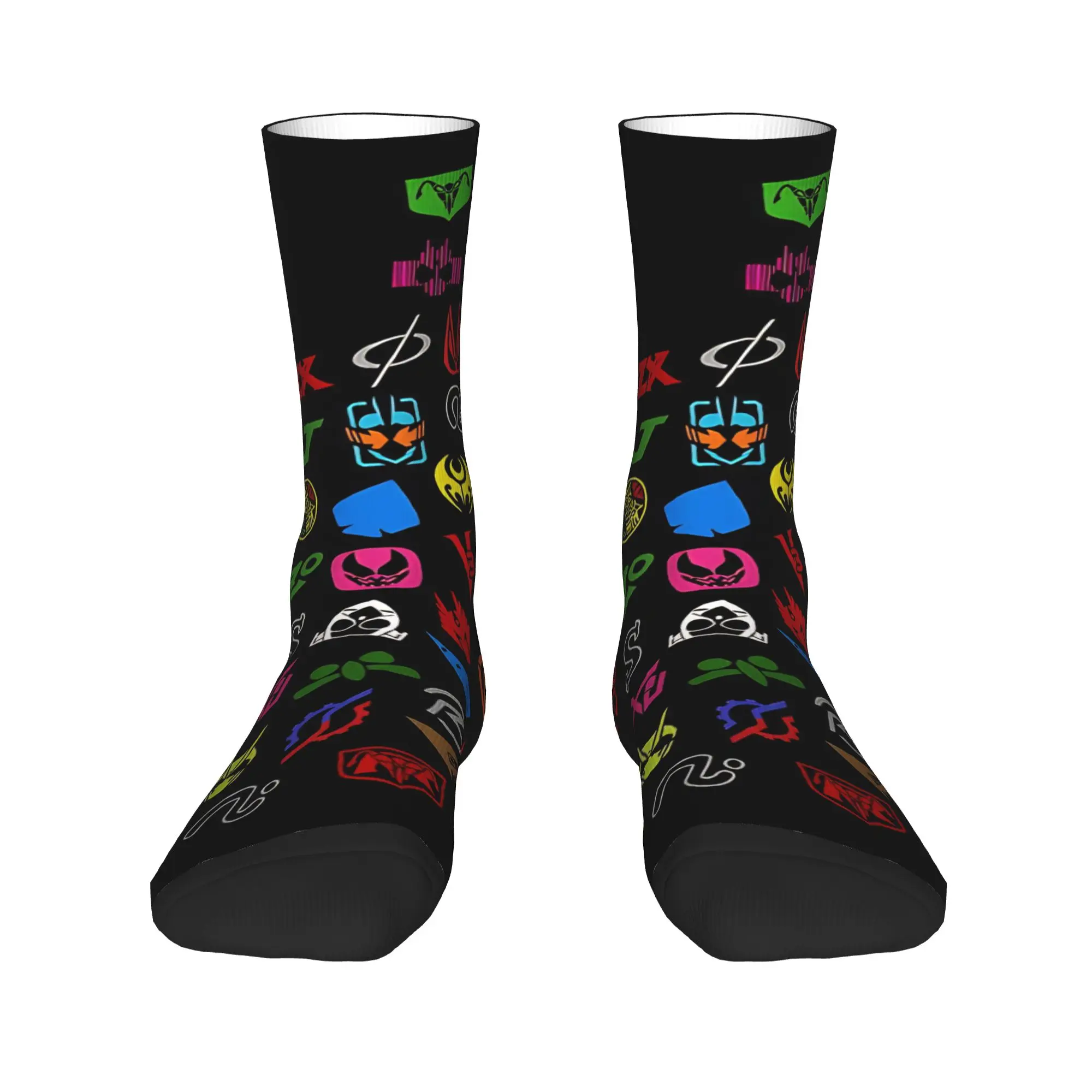Funny Sock Bandai Kamen Rider All Logo  Harajuku Seamless Pattern Printed Men Crew Socks Casual Men's Socks