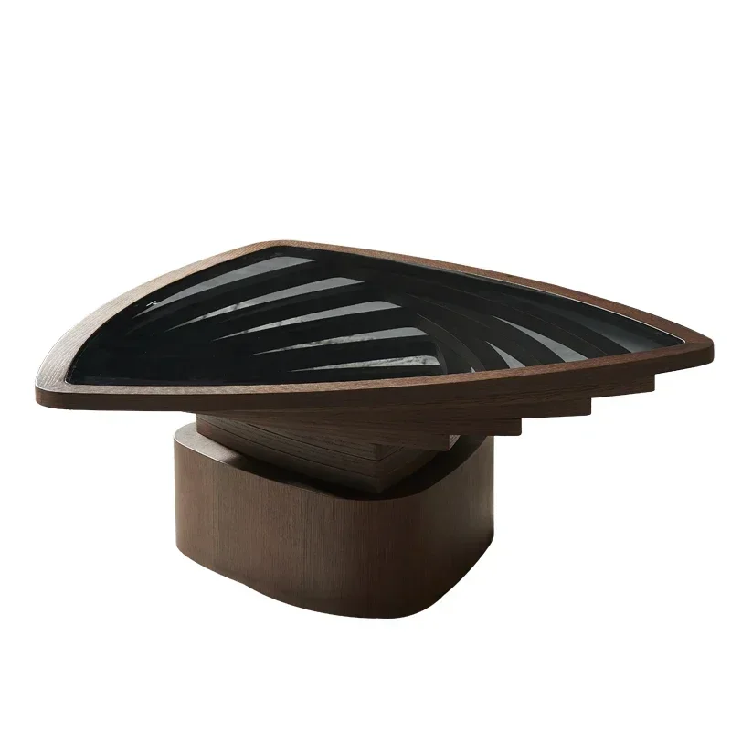 

Чайный столик из черного закаленного стекла для гостиной, креативный дизайн, без декоративных элементов