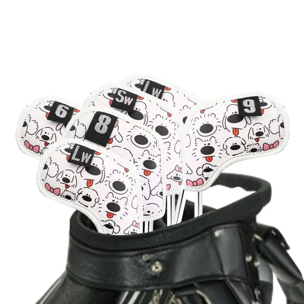 جرو نمط نادي الغولف غطاء رأس الكرتون المطبوعة مقاوم للماء جولف الخشب غطاء الرأس الحديد يغطي بولي Leather الجلود نادي الغولف حامي #3