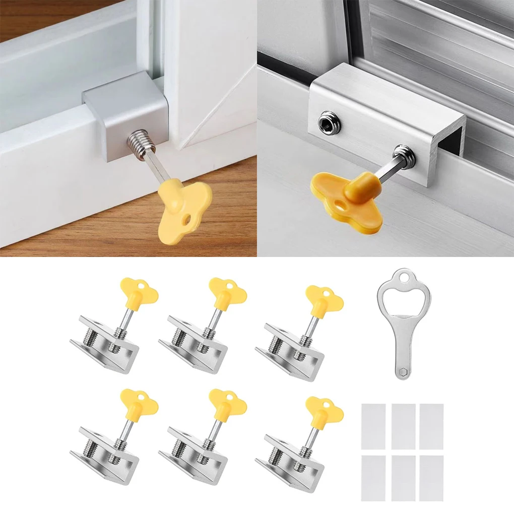 6piece Easy To Install Door Lock - Strong And Durable For Enhanced Security Office Window Lock