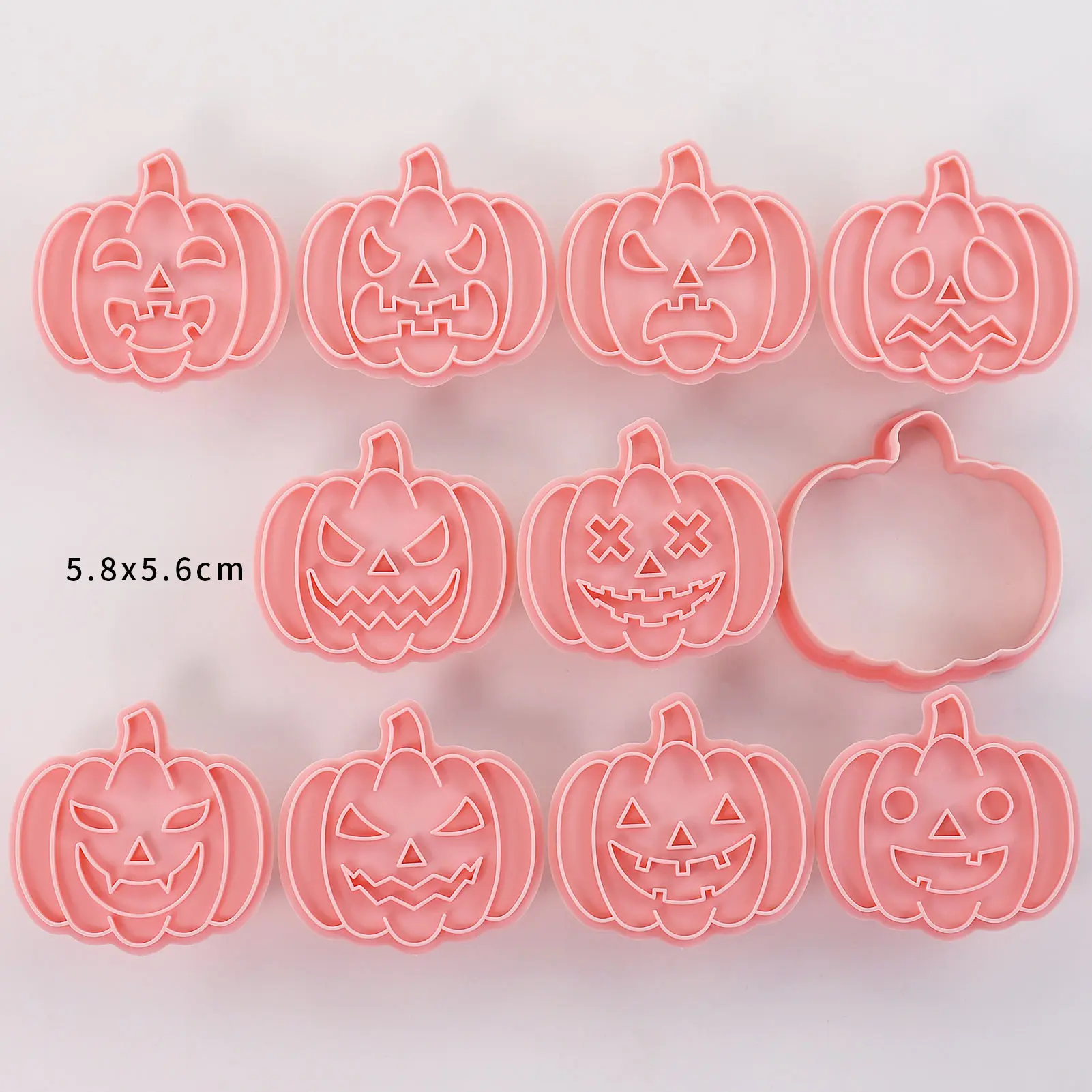 Halloween Pumpkin Face Cookie Cutters 10Pcs Plastic Biscuit Stamp Fondant Mold DIY Baking Pastry Tool - view 6