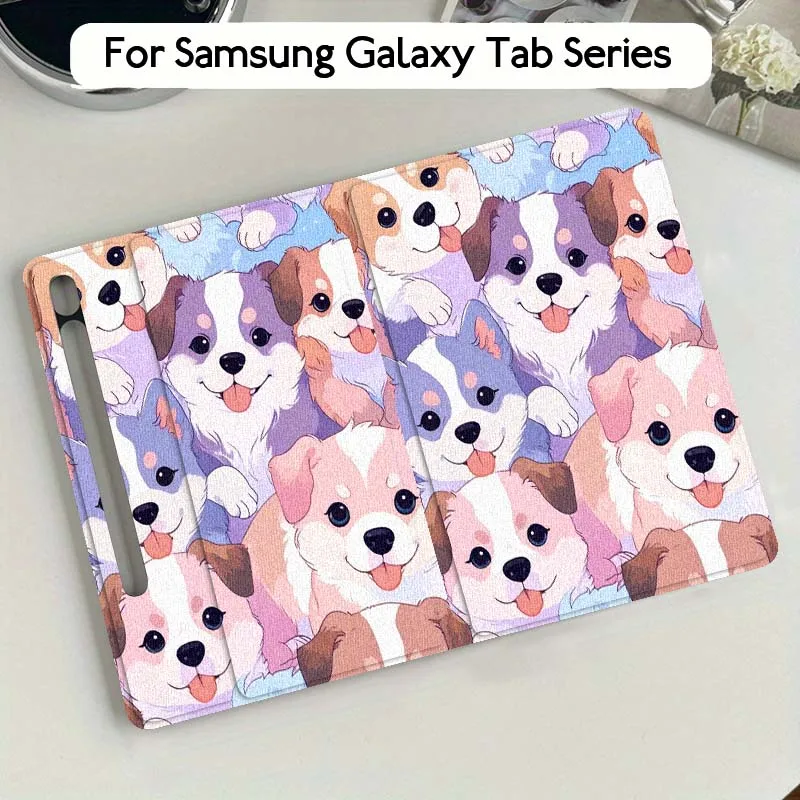

Flower Cat Dog Cartoon For Samsung Galaxy Tab S9 S10 S6 S7 S8 FE Plus Lite Inch Foldable Cover Tablet Case