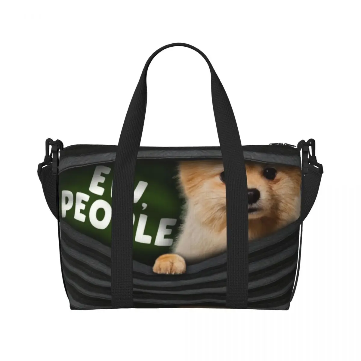 Custom Large Ew People Pomeranian Tote Bag Women Puppy Pet Pom Dog Shoulder Shopping Beach Gym Travel Bag