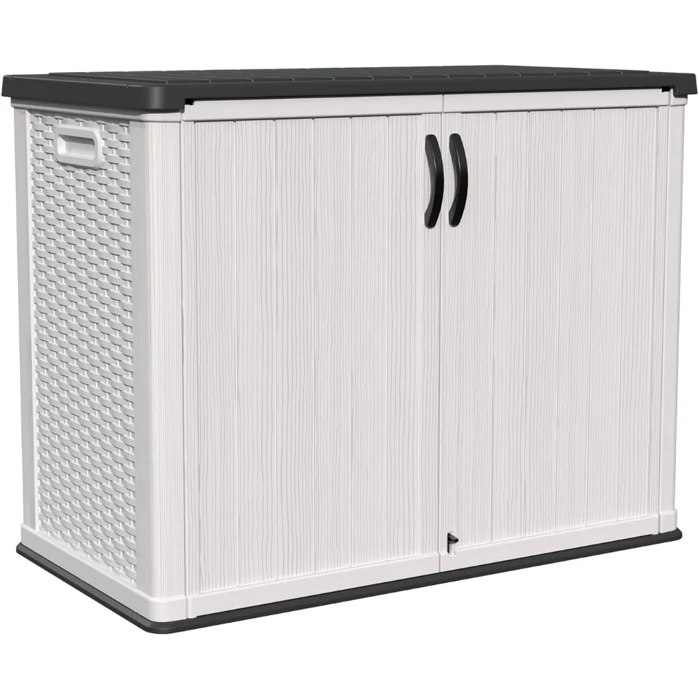 

Пластиковый уличный шкаф для хранения, запираемый водонепроницаемый горизонтальный навес для хранения, ящик для инструментов для патио, принадлежности для бассейна, простая сборка