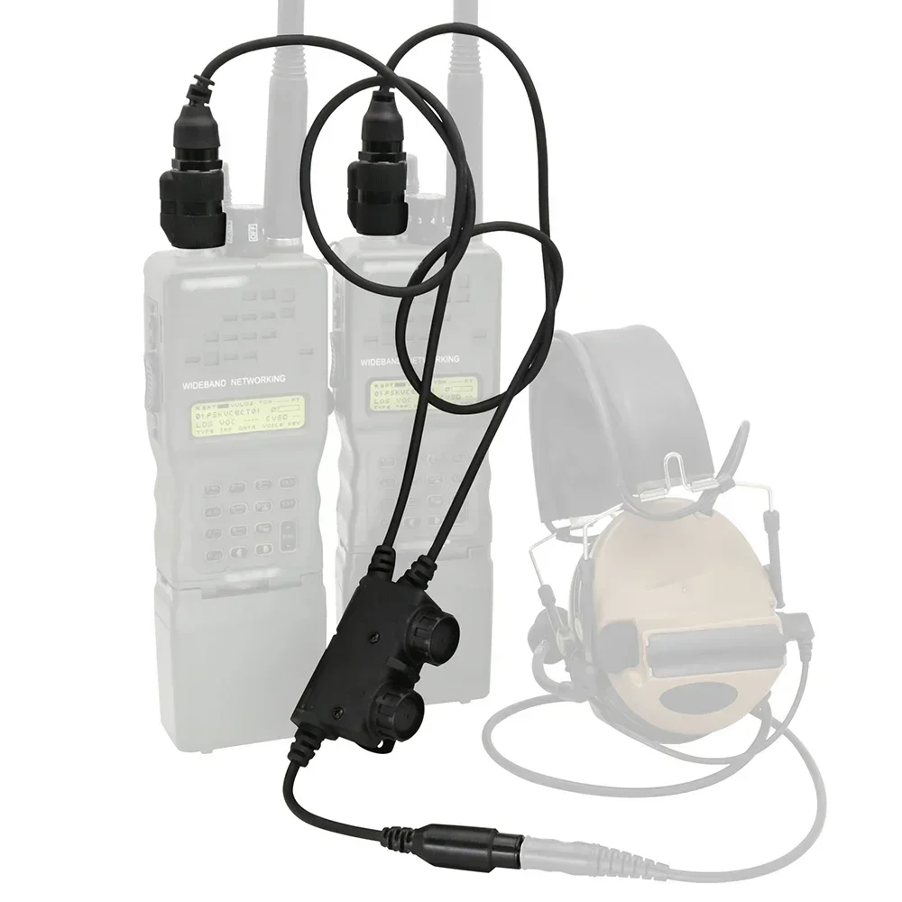 Tactical Dual Communication RAC PTT Adapter 6-PIN PTT Compatible with 6-PIN Intercom and Tactical Hunting Headset