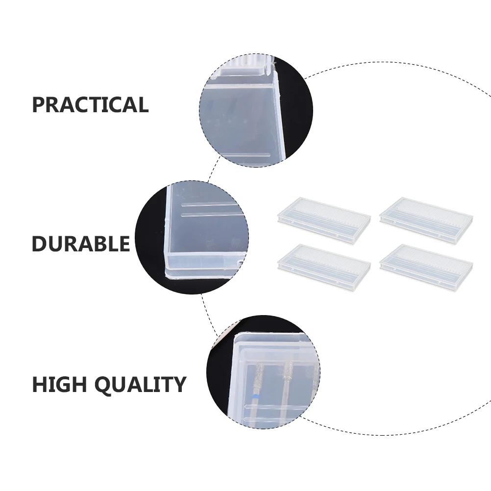 Pudełko do przechowywania głowic szlifierskich 4 szt., wytrzymały pojemnik na wiertła do paznokci, wielokrotnego użytku, ekologiczny, do przechowywania polerek do manicure dla profesjonalistów.