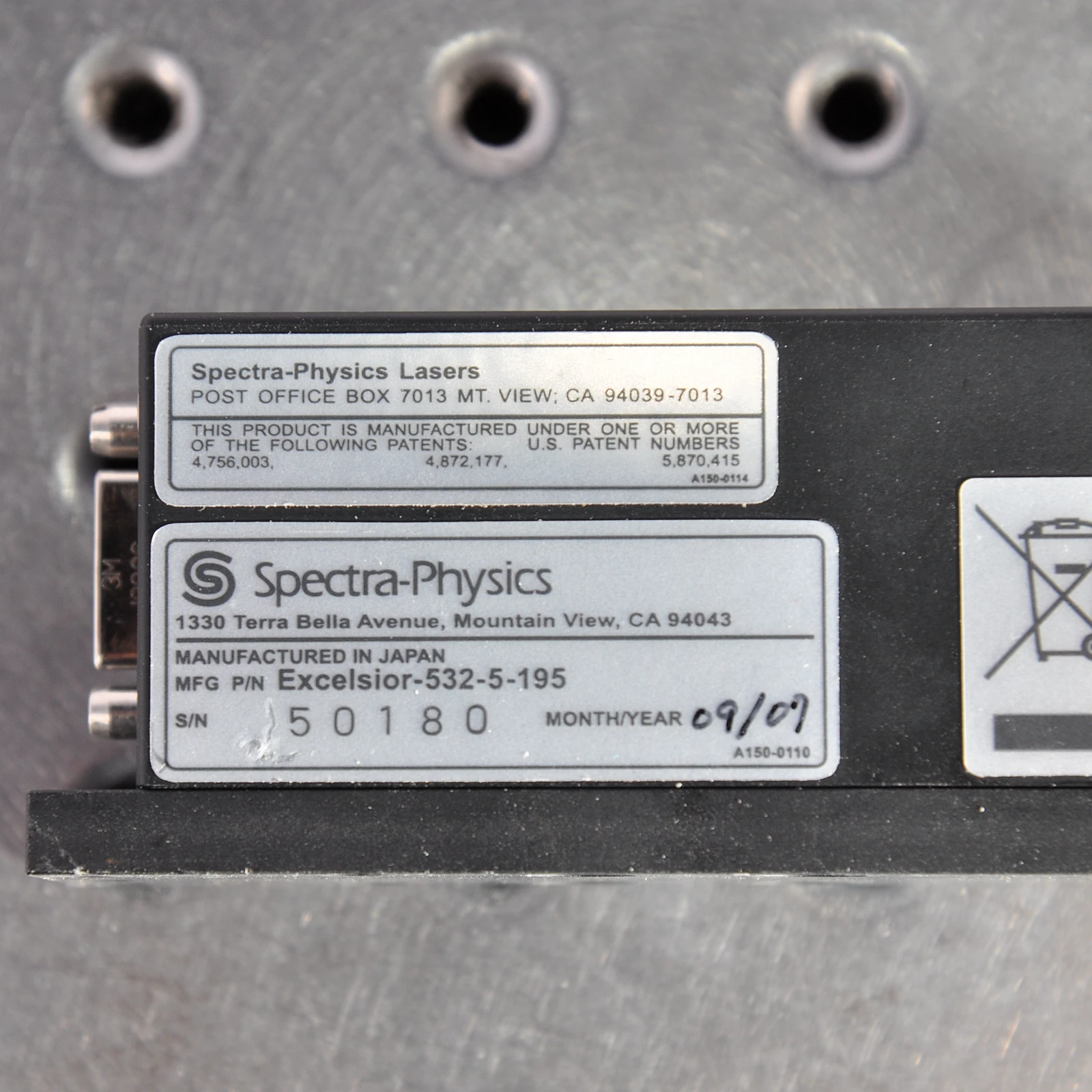 Spectra-Physics Excelsior 532-5-195 5mW Green DPSS Laser Precision 532nm Laser للبحث والتصنيع