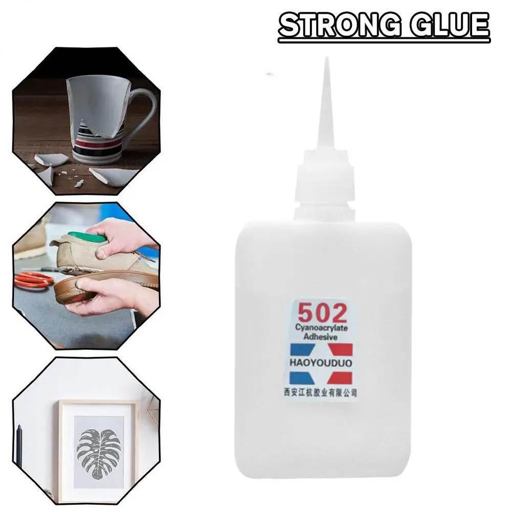 1Pc 502 Super Lijm Instant Snel Droog Cyanoacrylaat Sterke Zelfklevende Snelbinding Lederen Rubber Metalen Kantoorbenodigdheden Snelle Lijm