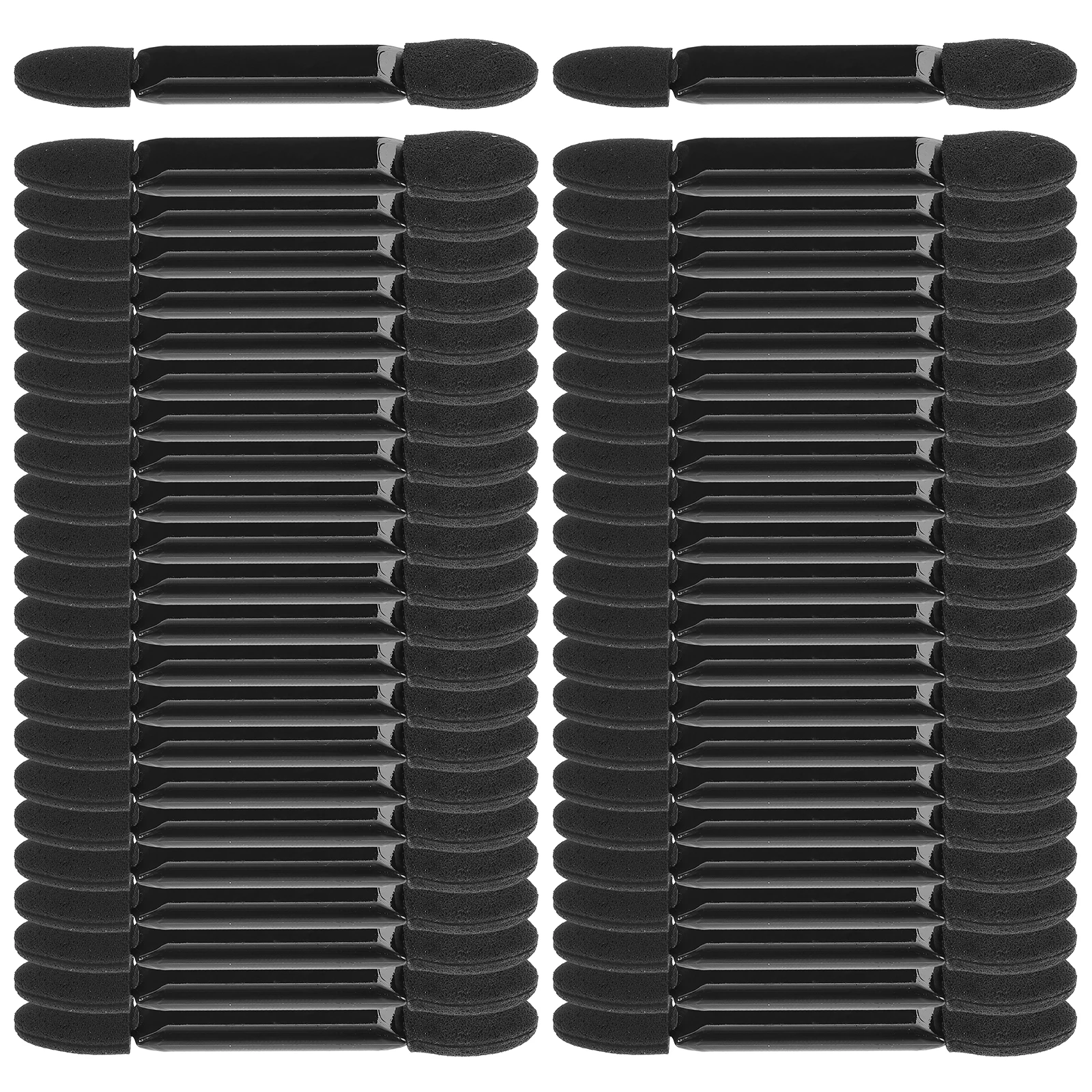 

100pcs Eyeshadow Brush Double-Headed Sponge Makeup Brush Kit For Women Smooth Lightweight Travel Use Black