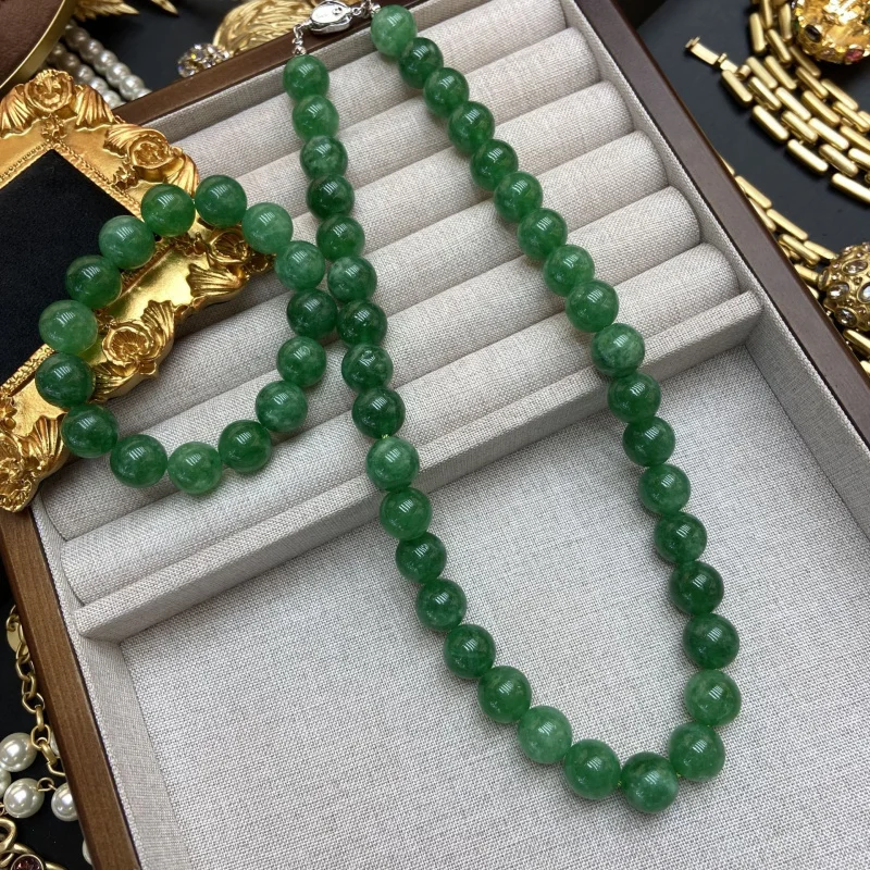 

Винтажное ожерелье из натурального агата и изумруда, браслет из зеленого нефрита с текстурой, элегантный браслет на запястье
