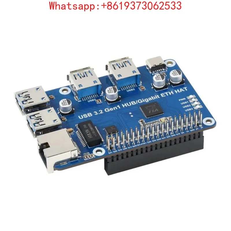 

USB 3.2 Gen1 и Gigabit Ethernet HUB HAT для Raspberry Pi: 3x USB, 1x Gigabit ETH, без драйверов, USB и GigE HUB HAT для Raspberry Pi