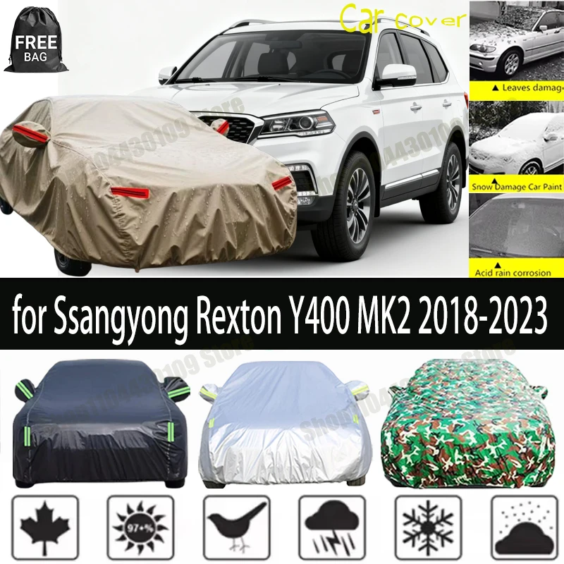 

For Ssangyong Rexton Y400 MK2 2018-2023 Full Car Covers Outdoor Sun Anti UV Rain Snow Dust Protection Oxford Clother