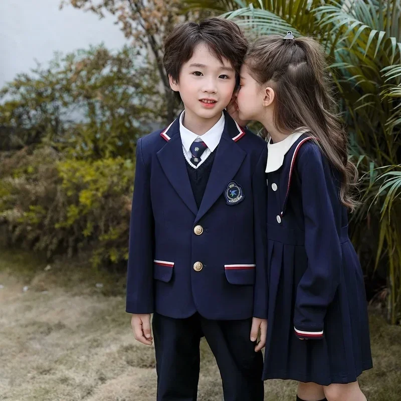 Kindergarten uniforms, spring and autumn clothing, customized primary school uniforms, three piece set, Korean children's suits,