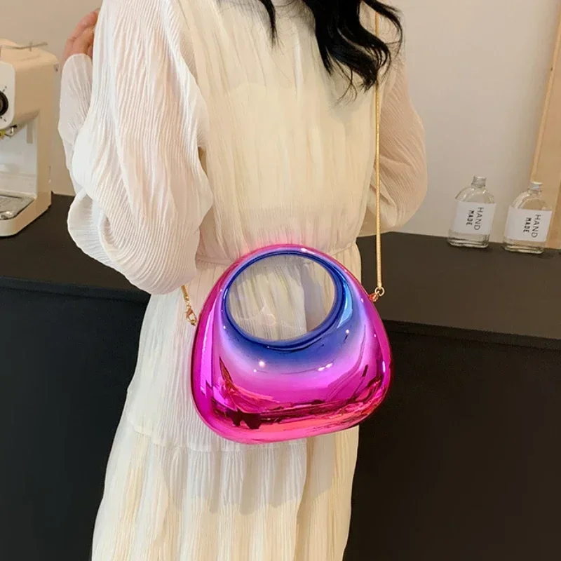 

Luxury Designer Evening Clutch Clear Acrylic Women Handbags Fashion Shoulder Bag Half Moon Wedding Purses Party Tote Ladies