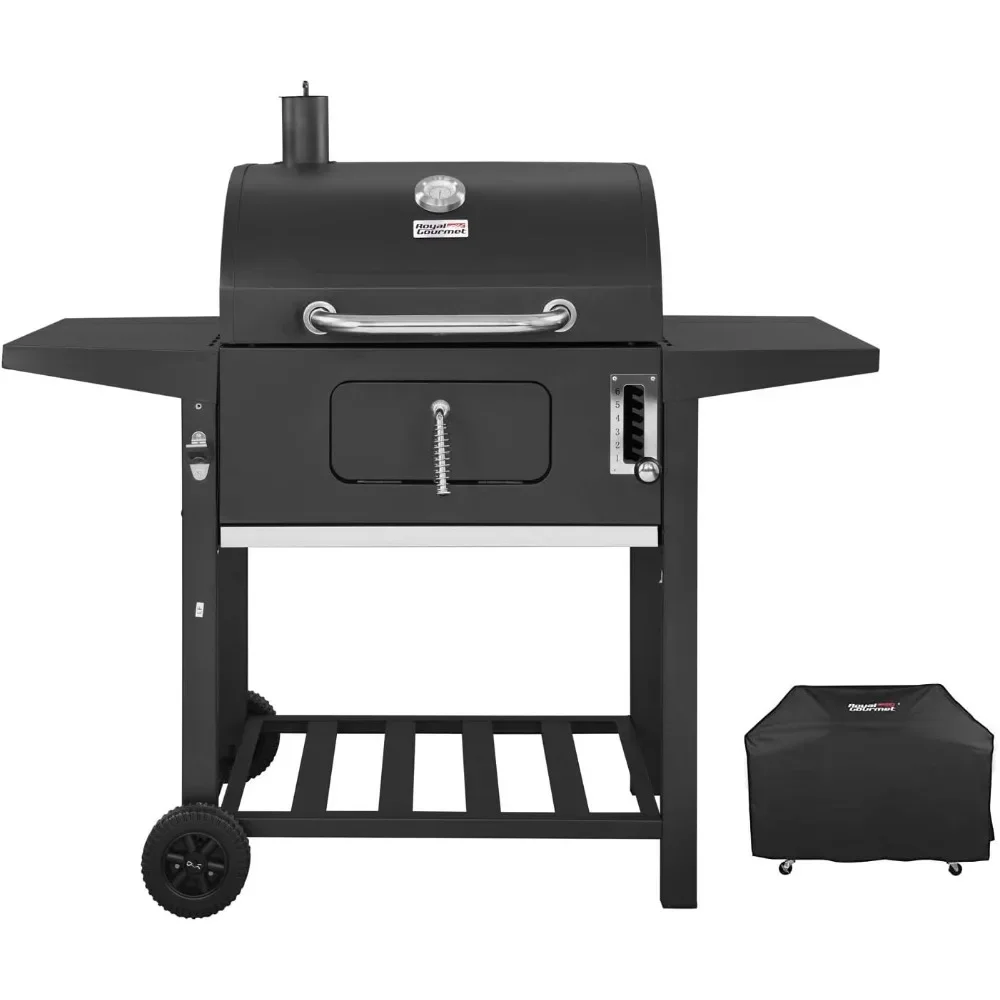 24 Inch Charcoal Grill BBQ Outdoor Picnic, Patio Backyard Cooking, with Cover, Black