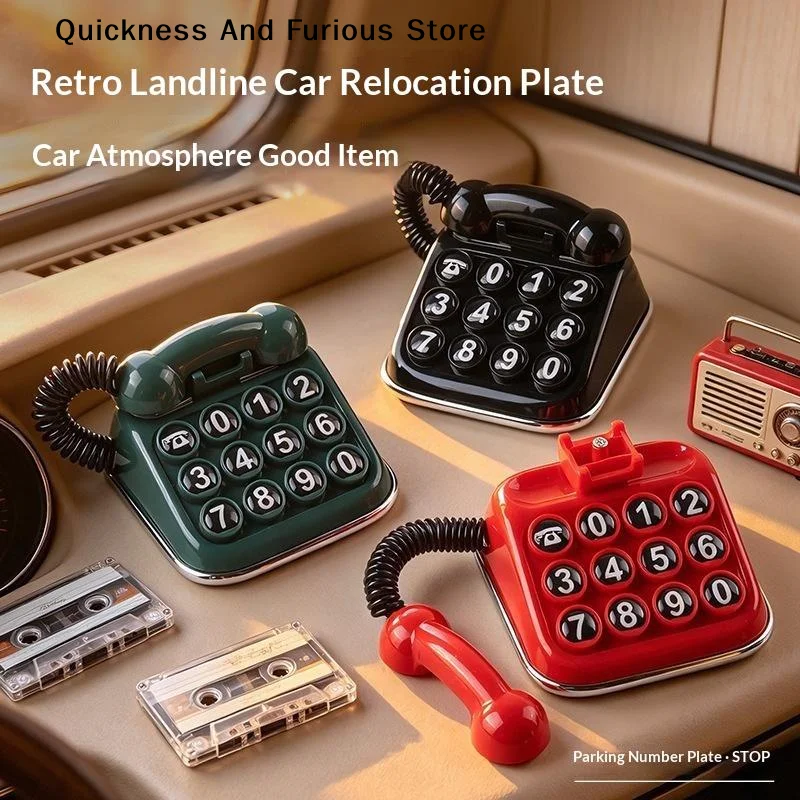 Vintage Temporary Parking Phone Number Plate Creative Car Relocation Telephone Sign Auto Interior Decor Accessory Gift Owners