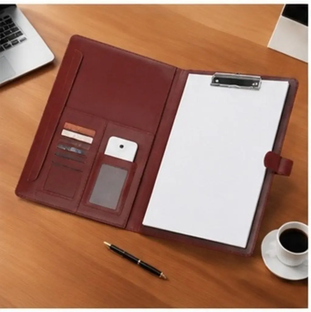 PU File Folder A4 Multi Pocket Document Organizer Business Clipboard Padfolio Document Holder Office Supplies Office Folders